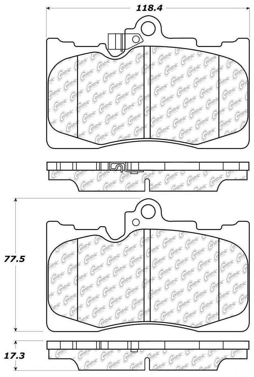 Centric Parts Disc Brake Pad Set Ceramic with Shims for Lexus GS/IS/RC Series 2006-2022 Part 103.11180