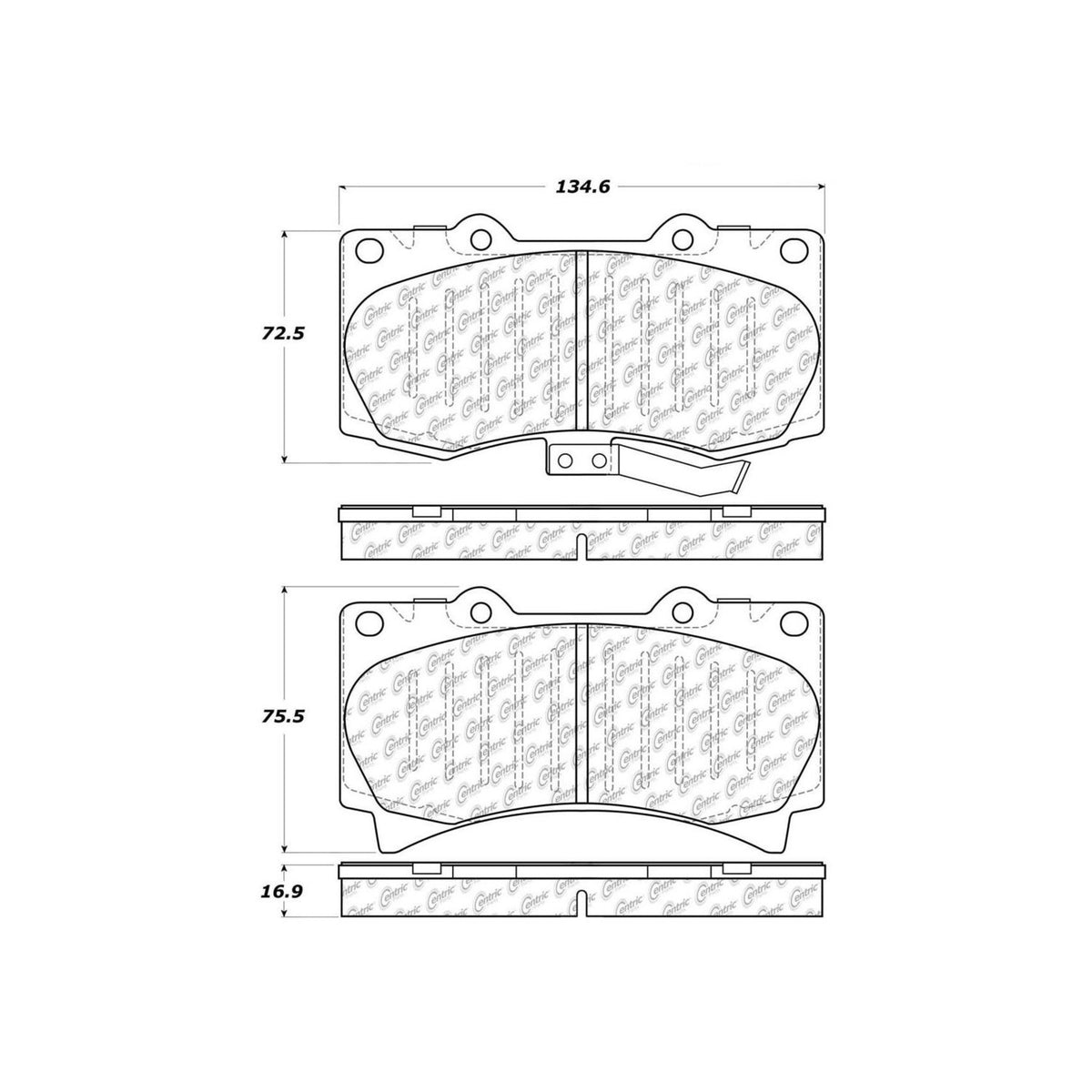 Centric Parts Disc Brake Pad Set Ceramic with Shims for 2006-2010 Hummer H3, 2009-2010 H3T 103.11190