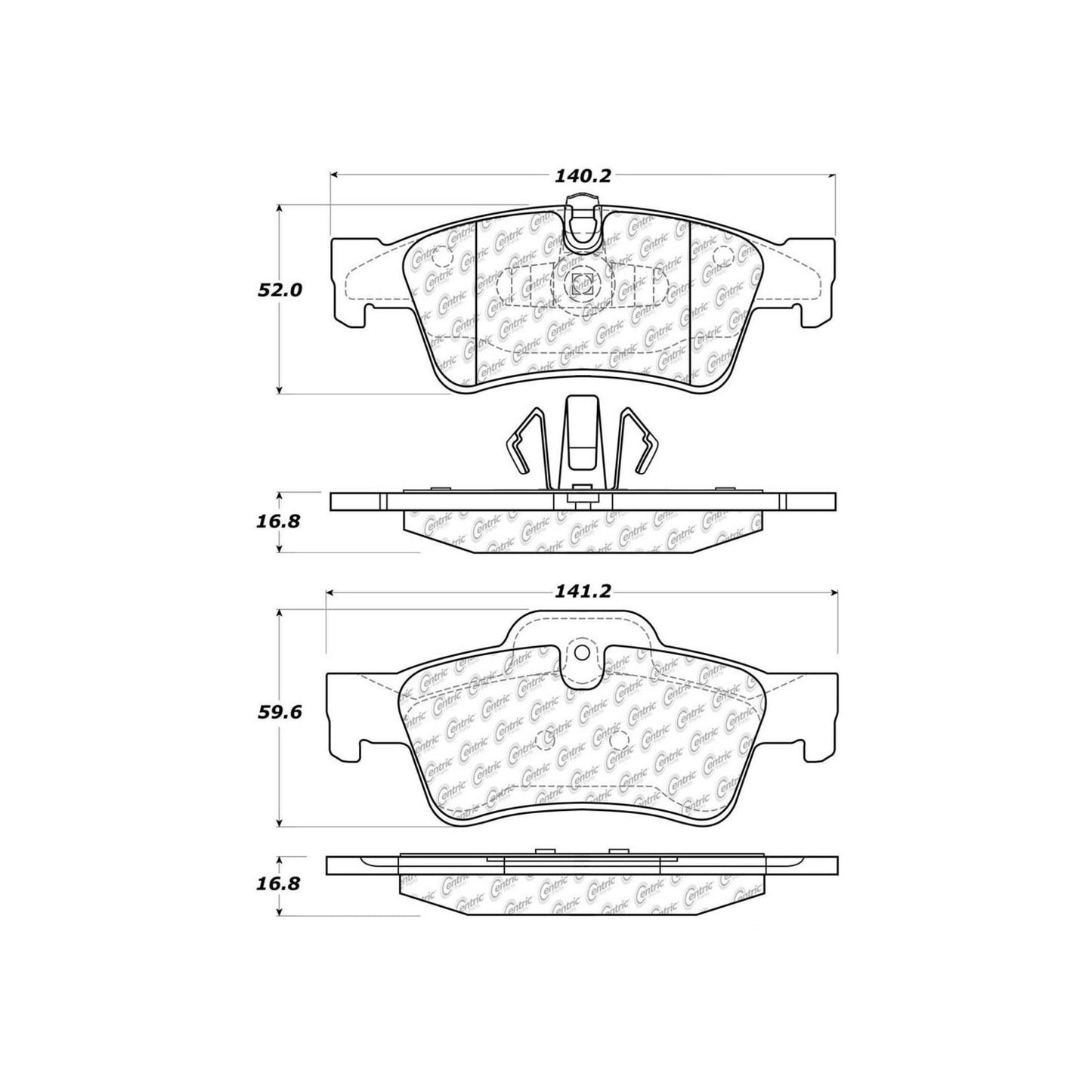 Centric Parts Disc Brake Pad Set C-Tek Ceramic with Shims for 2005-2017 Mercedes-Benz G55 AMG, G65 AMG 103.11220