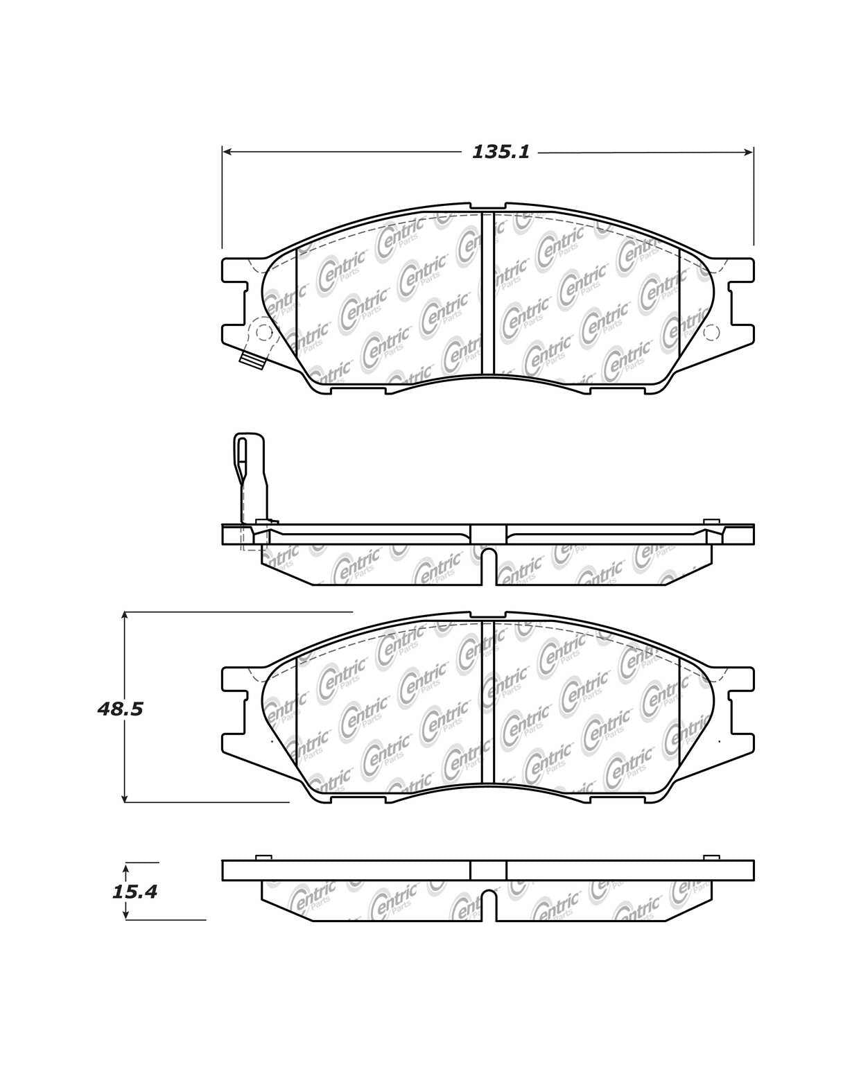 Centric Parts Disc Brake Pad Set C-Tek Ceramic with Shims for 2011-2013 Renault Scala 103.11930