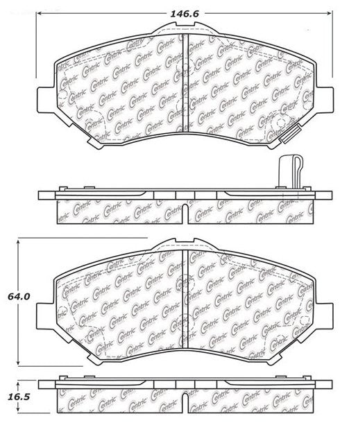 Centric Parts Disc Brake Pad Set Ceramic with Shims for 2007-2016 Chrysler Town & Country, Dodge Grand Caravan