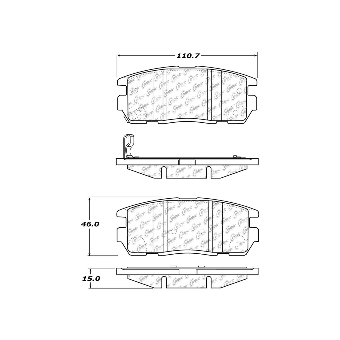 Centric Parts Disc Brake Pad Set Ceramic with Shims for Chevrolet Captiva Sport 2010-2008 103.12750