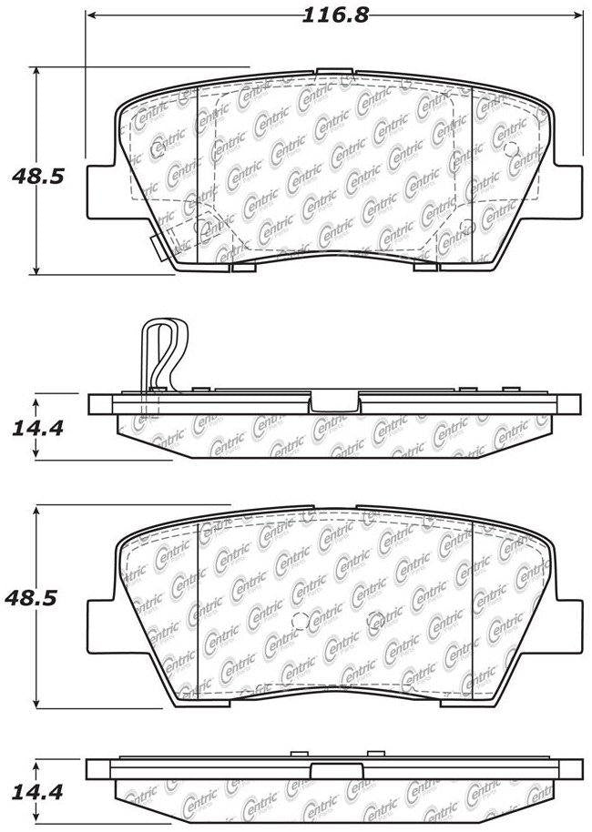 Centric Parts Disc Brake Pad Set Ceramic with Shims for 2007-2016 Hyundai and Kia Models 103.12840