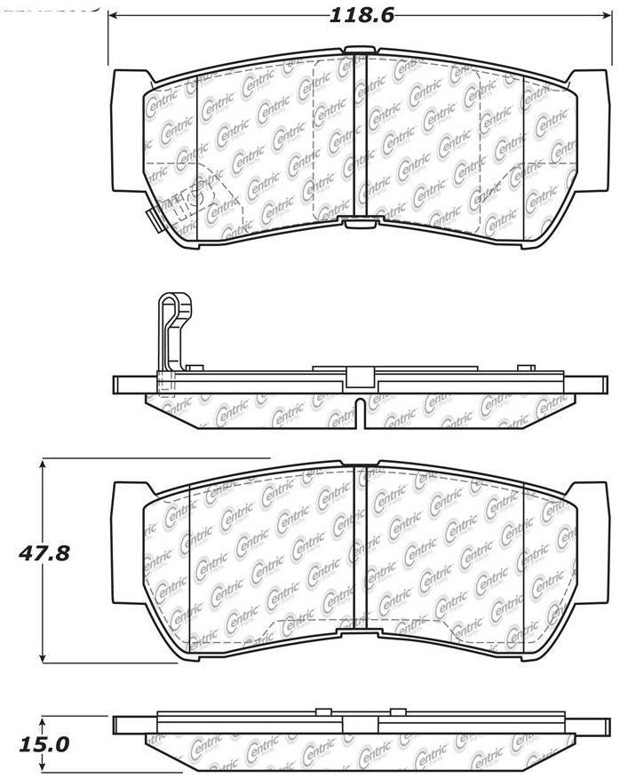 Centric Parts Disc Brake Pad Set C-Tek Ceramic with Shims for 2007-2009 Hyundai Santa Fe 103.12970