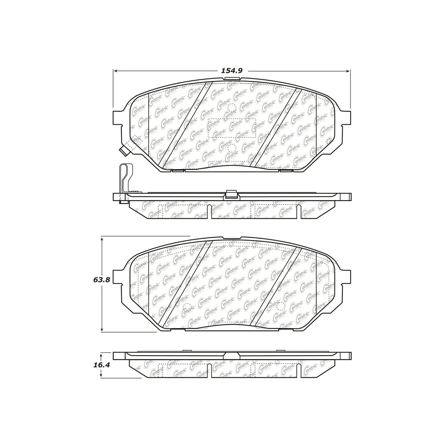 Centric Parts Disc Brake Pad Set Ceramic with Shims for 2007-2012 Hyundai Veracruz 103.13010