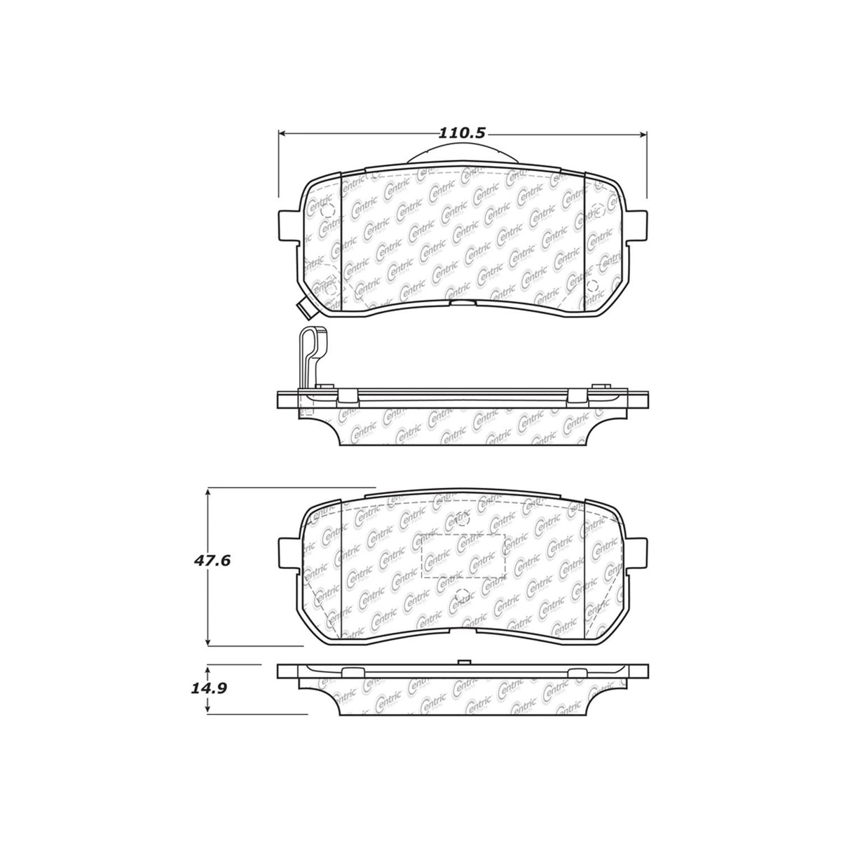 Centric Parts Disc Brake Pad Set Ceramic with Shims for 2007-2012 Hyundai Veracruz 2021-2015 Kia Sedona 103.13020