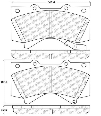 Centric Parts Disc Brake Pad Set C-Tek Ceramic with Shims for 2008-2013 Lexus LX570 Toyota Land Cruiser 2008-2013 Sequoia 2008-2022 Tundra 2007-2021 103.13030