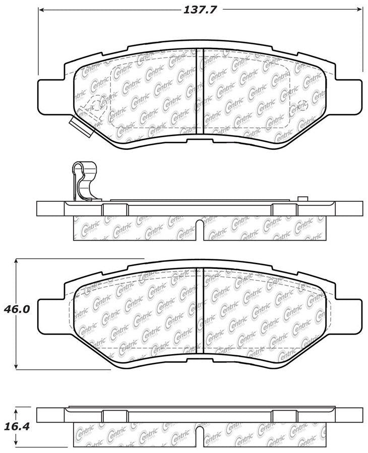 Centric Parts Disc Brake Pad Set Ceramic with Shims for Cadillac CTS 2008‑2014, SRX 2010‑2016, Chevrolet Camaro 2010‑2015, Saab 9‑4X 2011 103.13370