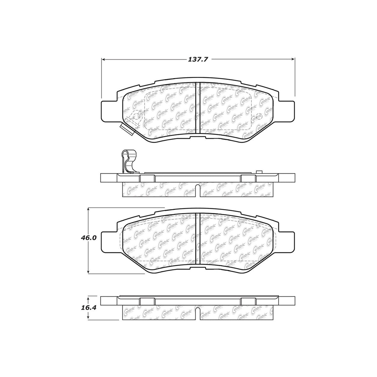 Centric Parts Disc Brake Pad Set Ceramic with Shims for Cadillac CTS 2008‑2014, SRX 2010‑2016, Chevrolet Camaro 2010‑2015, Saab 9‑4X 2011 103.13370
