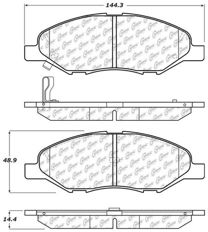 Centric Parts Disc Brake Pad Set C‑Tek Ceramic with Shims for 2007-2017 Nissan Tiida, 2009-2011 Versa 103.13450