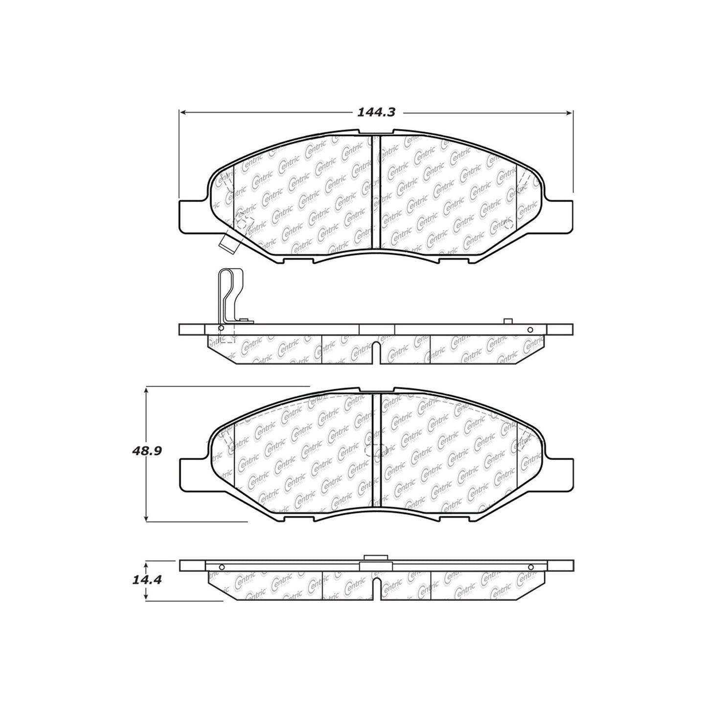 Centric Parts Disc Brake Pad Set C‑Tek Ceramic with Shims for 2007-2017 Nissan Tiida, 2009-2011 Versa 103.13450