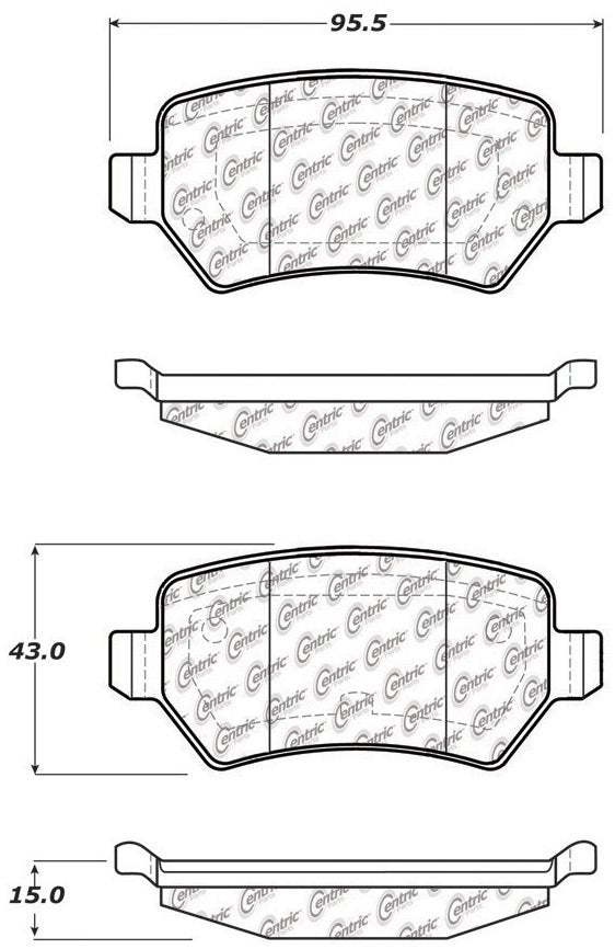 Centric Parts Disc Brake Pad Set C-Tek Ceramic with Shims for 2000-2009 Chevrolet Astra Meriva Zafira Saturn Astra 103.13620