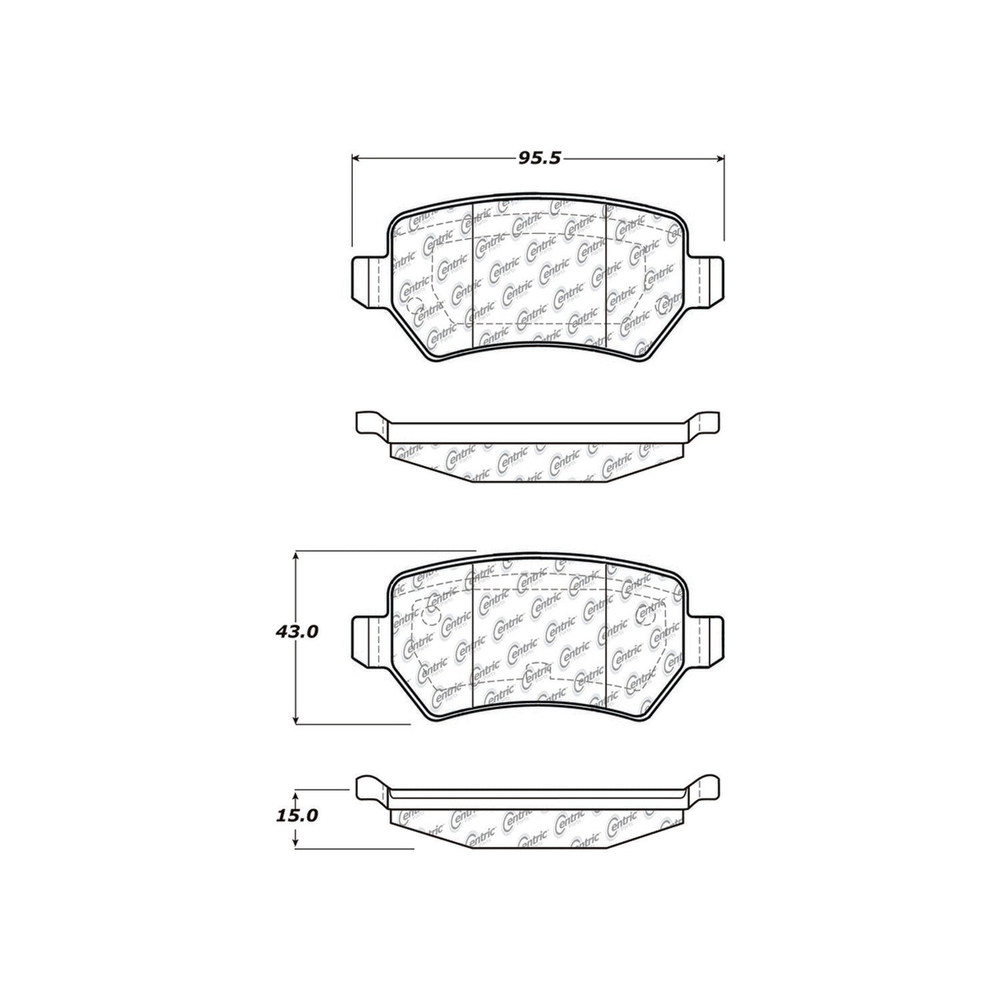 Centric Parts Disc Brake Pad Set C-Tek Ceramic with Shims for 2000-2009 Chevrolet Astra Meriva Zafira Saturn Astra 103.13620