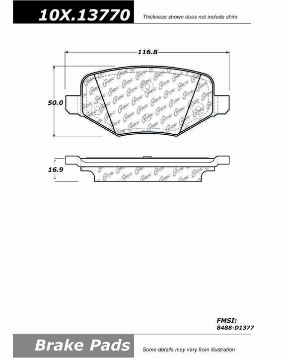 Centric Parts Disc Brake Pad Set C-Tek Ceramic Brake Pads with Shims for Ford Edge 2014-2011 Explorer 2019-2011 Flex 2019-2009 103.13770