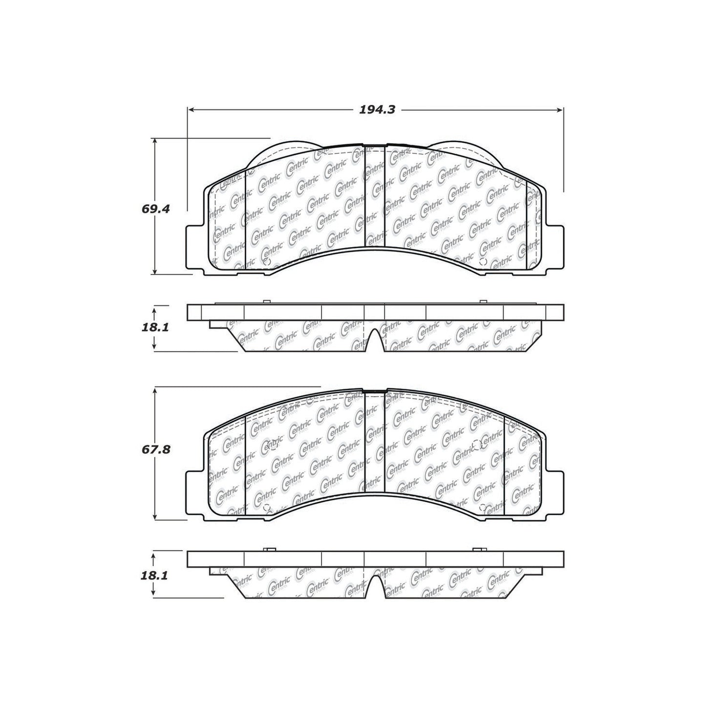 Centric Parts Disc Brake Pad Set Ceramic with Shims for 2010-2021 Ford Expedition F-150 Lobo Lincoln Mark LT Navigator 103.14140