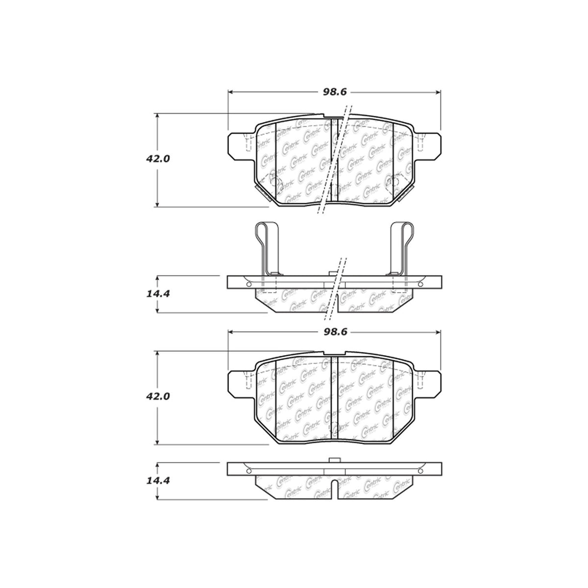 Centric Parts Disc Brake Pad Set C-Tek Ceramic with Shims for 2011-2022 Lexus CT200h, Scion iM, Toyota Corolla, Prius