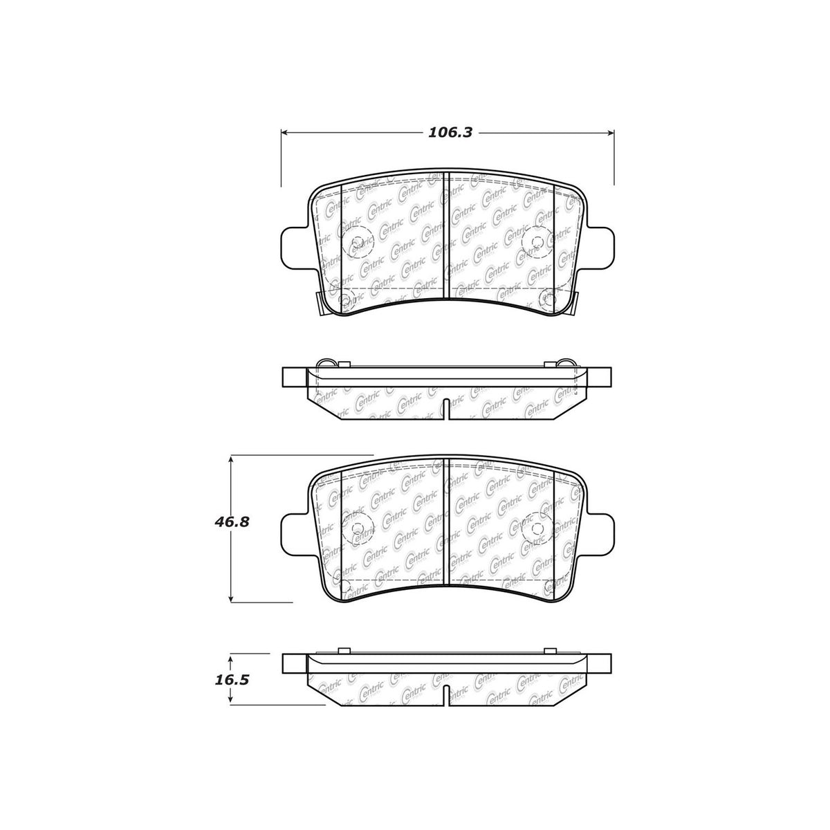 Centric Parts Disc Brake Pad Set Ceramic with Shims for 2010-2020 Buick Allure, LaCrosse, Regal, Impala, Malibu, Saab 9-5 103.14300