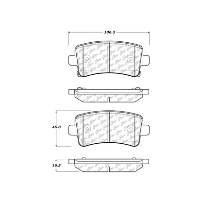Centric Parts Disc Brake Pad Set Ceramic with Shims for 2010-2020 Buick Allure, LaCrosse, Regal, Impala, Malibu, Saab 9-5 103.14300