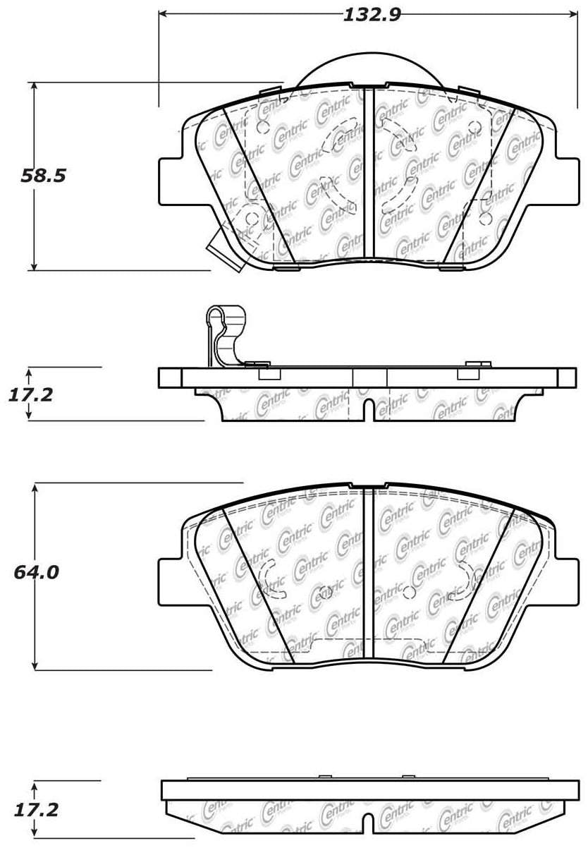 Centric Parts Disc Brake Pad Set Ceramic with Shims for 2009-2015 Hyundai Sonata 2011-2016 Kia Optima 103.14440