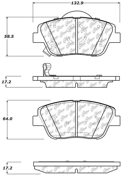 Centric Parts Disc Brake Pad Set Ceramic with Shims for 2009-2015 Hyundai Sonata 2011-2016 Kia Optima 103.14440