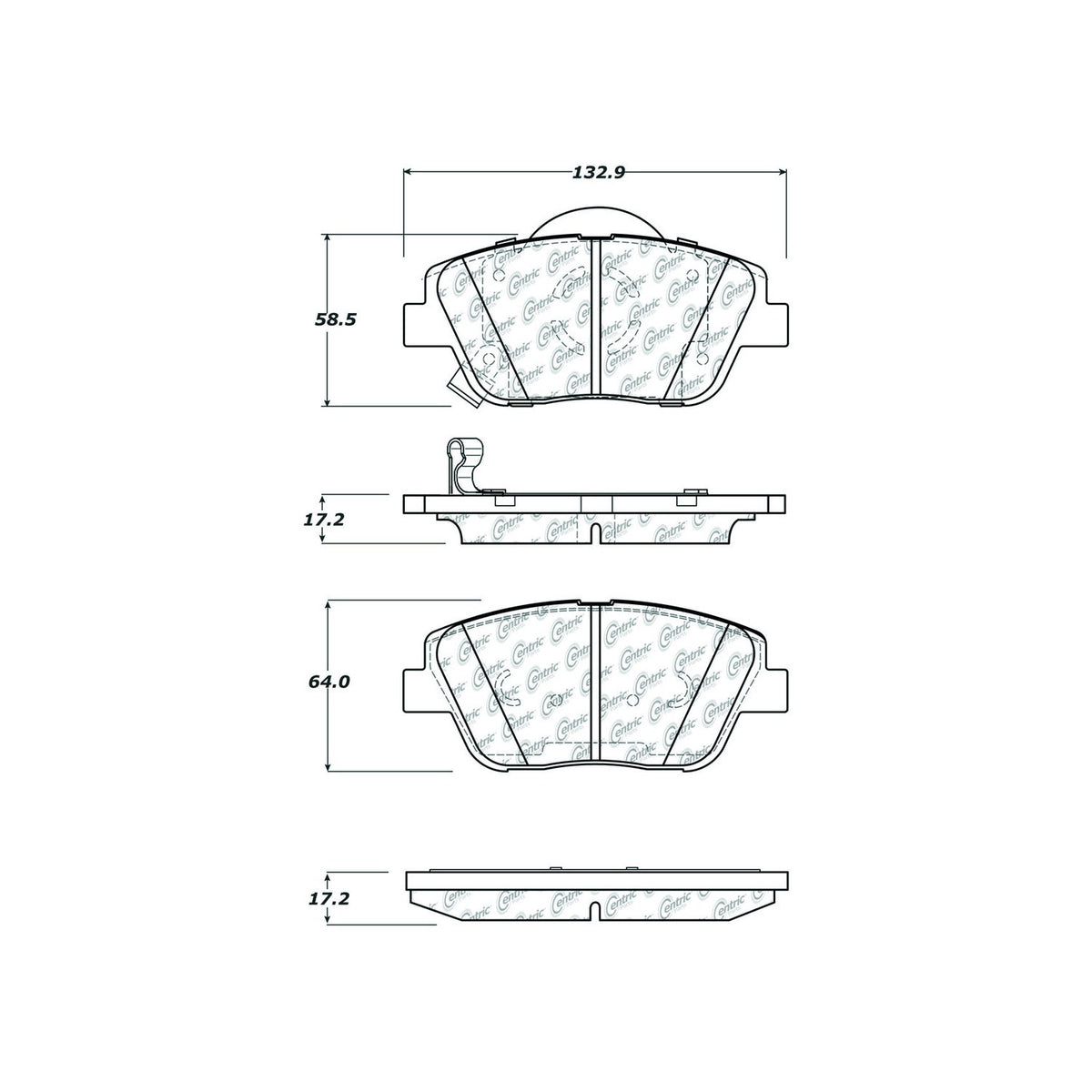 Centric Parts Disc Brake Pad Set Ceramic with Shims for 2009-2015 Hyundai Sonata 2011-2016 Kia Optima 103.14440