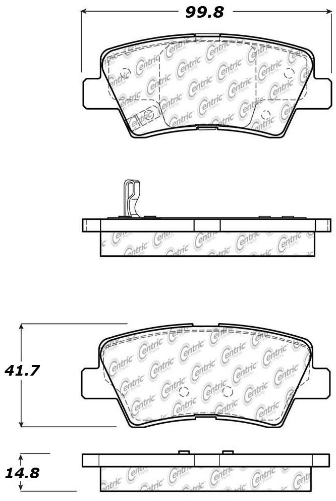 Centric Parts Disc Brake Pad Set Ceramic with Shims for 2012-2017 Hyundai Azera, 2009-2015 Sonata, 2011-2016 Kia Optima 103.14450