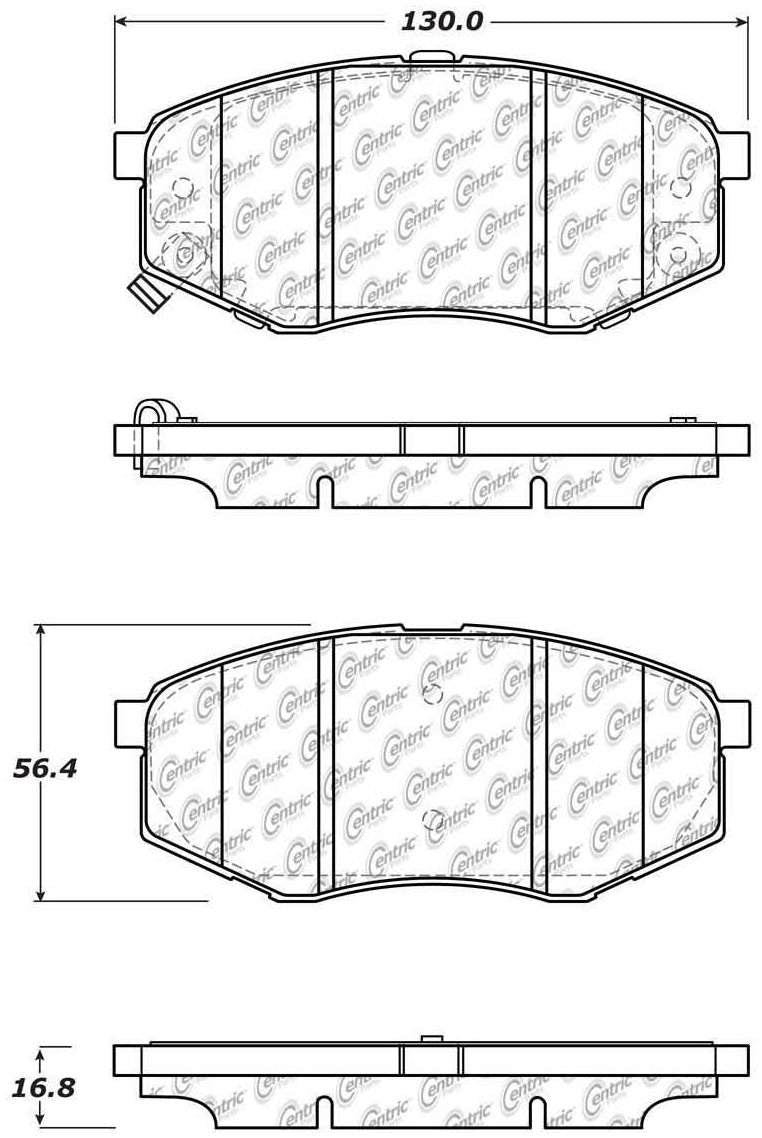Centric Parts Disc Brake Pad Set C-Tek Ceramic with Shims for 2010-2011 Hyundai Tucson Kia Sportage 103.14470