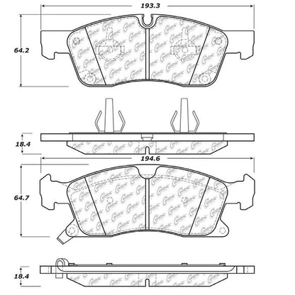 Centric Parts Disc Brake Pad Set Ceramic with Shims for 2011-2020 Dodge Durango, Jeep Grand Cherokee, Mercedes-Benz GL350/GL450/GLE Models