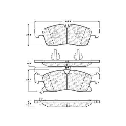 Centric Parts Disc Brake Pad Set Ceramic with Shims for 2011-2020 Dodge Durango, Jeep Grand Cherokee, Mercedes-Benz GL350/GL450/GLE Models