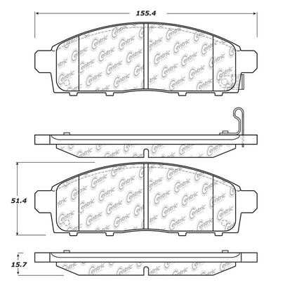 Centric Parts Disc Brake Pad Set C-Tek Ceramic with Shims for Mitsubishi L200 2019-2008 Montero Sport 2015-2009 103.15190