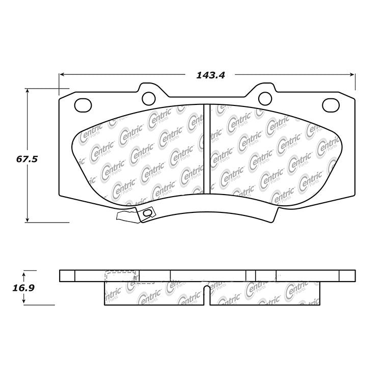 Centric Parts Disc Brake Pad Set C-Tek Ceramic with Shims for 2010-2015 Toyota Hilux 103.15670