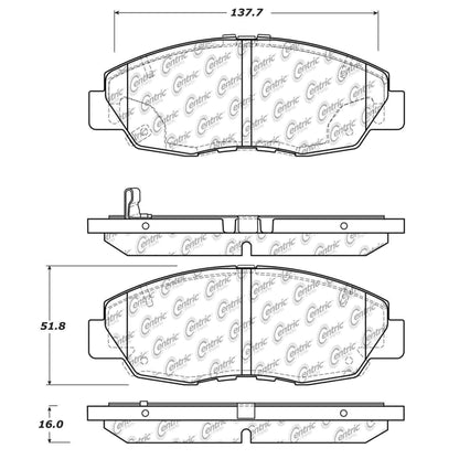 Centric Parts Disc Brake Pad Set Ceramic with Shims for 2012-2015 Honda Civic 103.15780