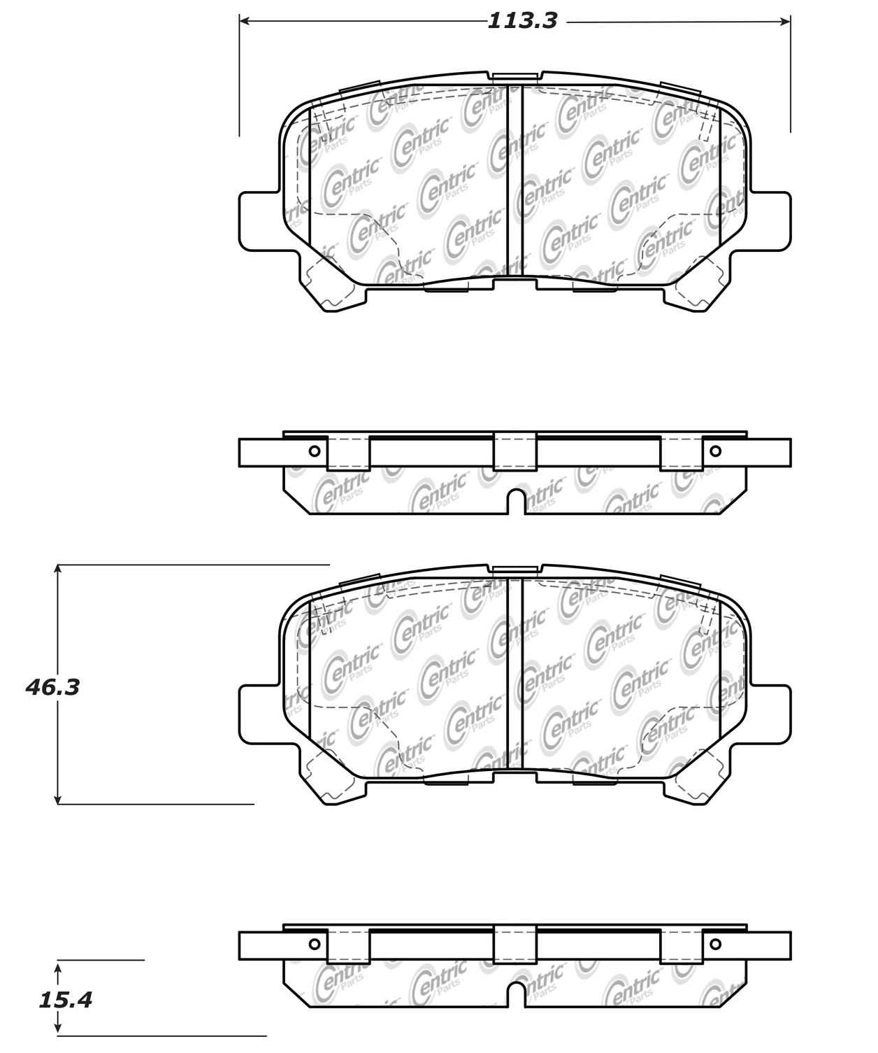 Centric Parts Disc Brake Pad Set Ceramic with Shims for 2014-2016 Acura MDX, 2019-2022 Honda Passport, 2012-2022 Pilot, 2017-2023 Ridgeline 103.15850