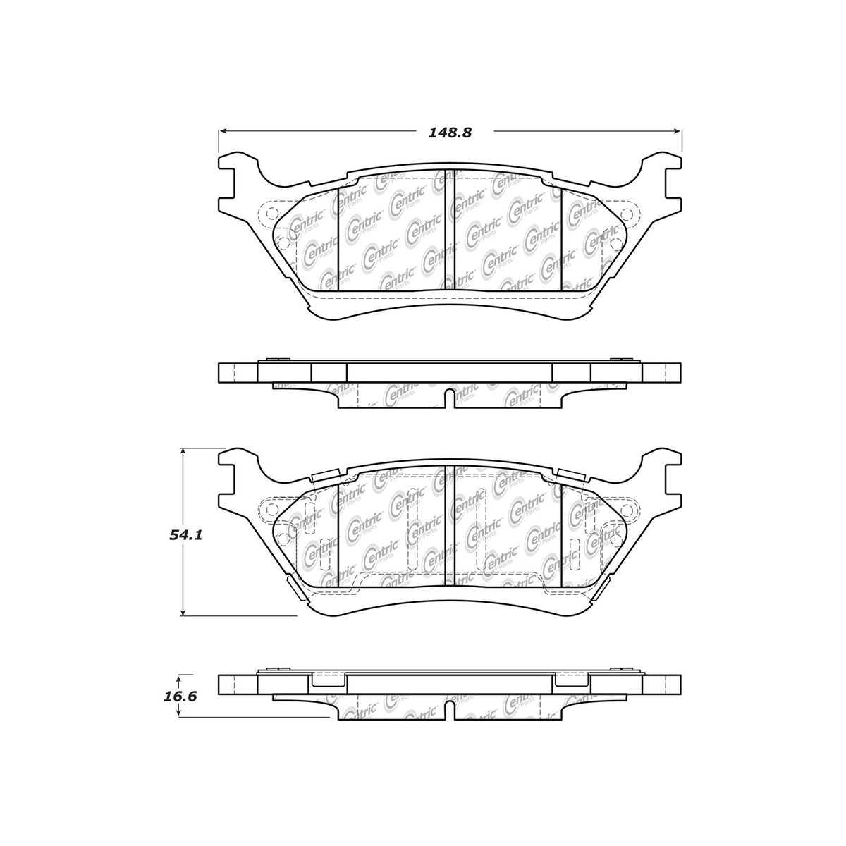 Centric Parts Disc Brake Pad Set C-Tek Ceramic with Shims for 2012-2020 Ford F-150 103.16020
