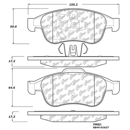 Centric Parts Disc Brake Pad Set C-Tek Ceramic with Shims for 2018 Renault Captur, 2013-2018 Duster, 2011-2015 Fluence, 2019 Oroch 103.16270