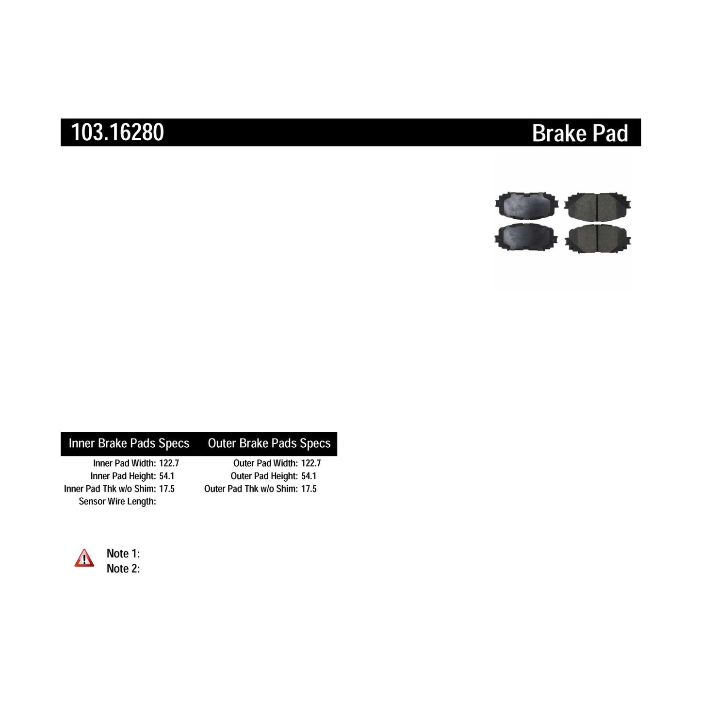 Centric Parts Disc Brake Pad Set Ceramic with Shims for 2012-2018 Toyota Yaris 103.16280