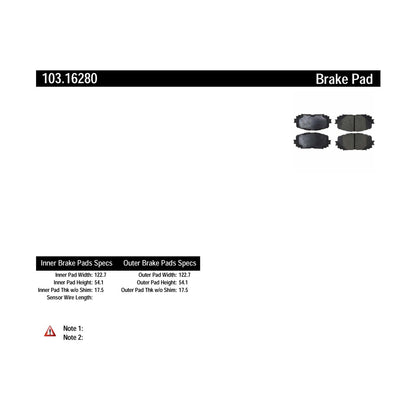 Centric Parts Disc Brake Pad Set Ceramic with Shims for 2012-2018 Toyota Yaris 103.16280