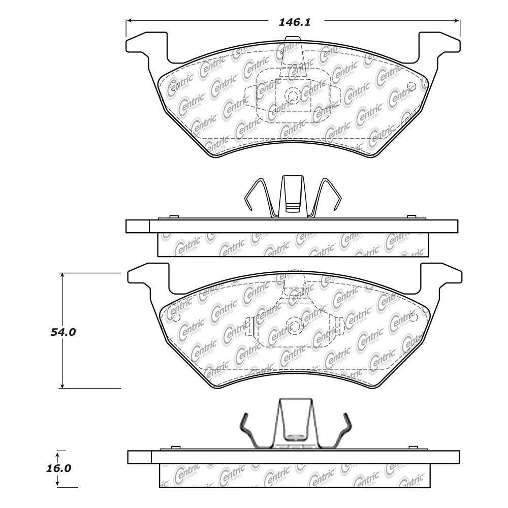 Centric Parts Disc Brake Pad Set C-Tek Ceramic with Shims for 2009-2013 Volkswagen Gol 103.16410