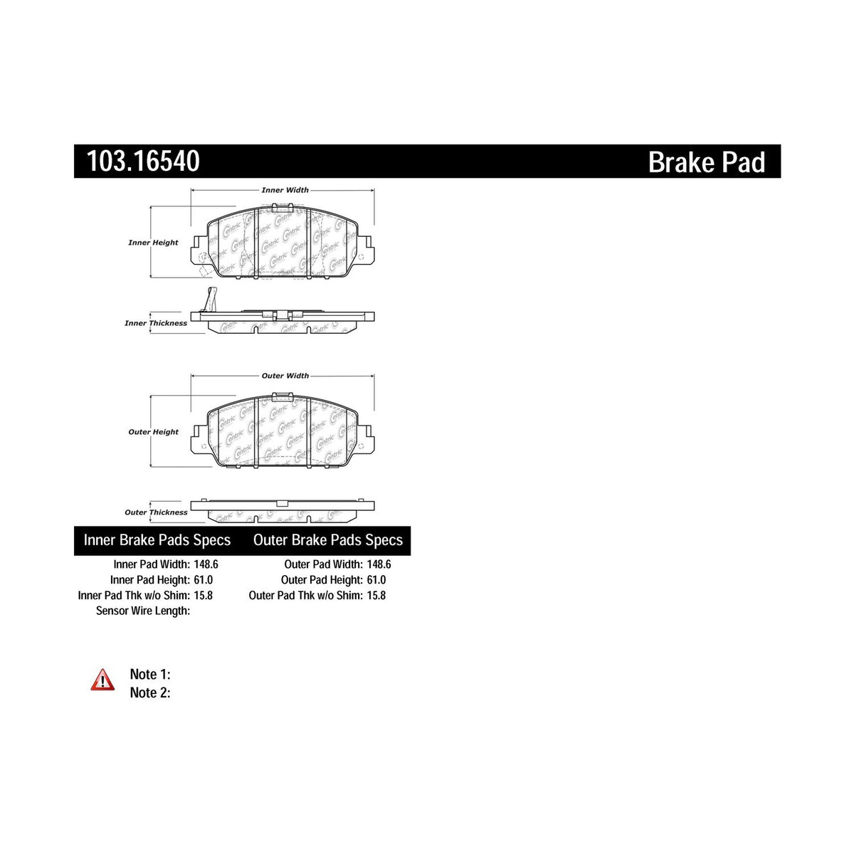 Centric Parts Disc Brake Pad Set Ceramic with Shims for 2013-2022 Honda Accord 2016-2021 HR-V 103.16540