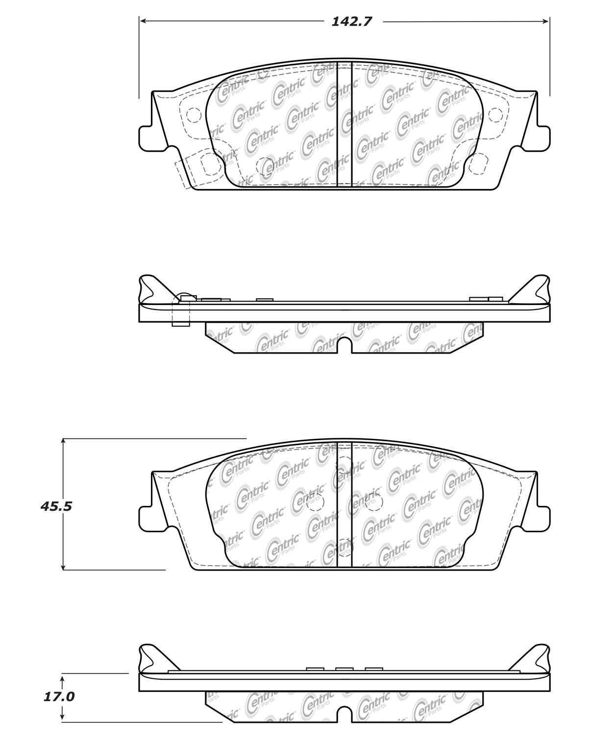 Centric Parts Disc Brake Pad Set Ceramic with Shims for 2015-2020 Cadillac Escalade, Chevrolet Silverado and GMC Sierra 103.17070