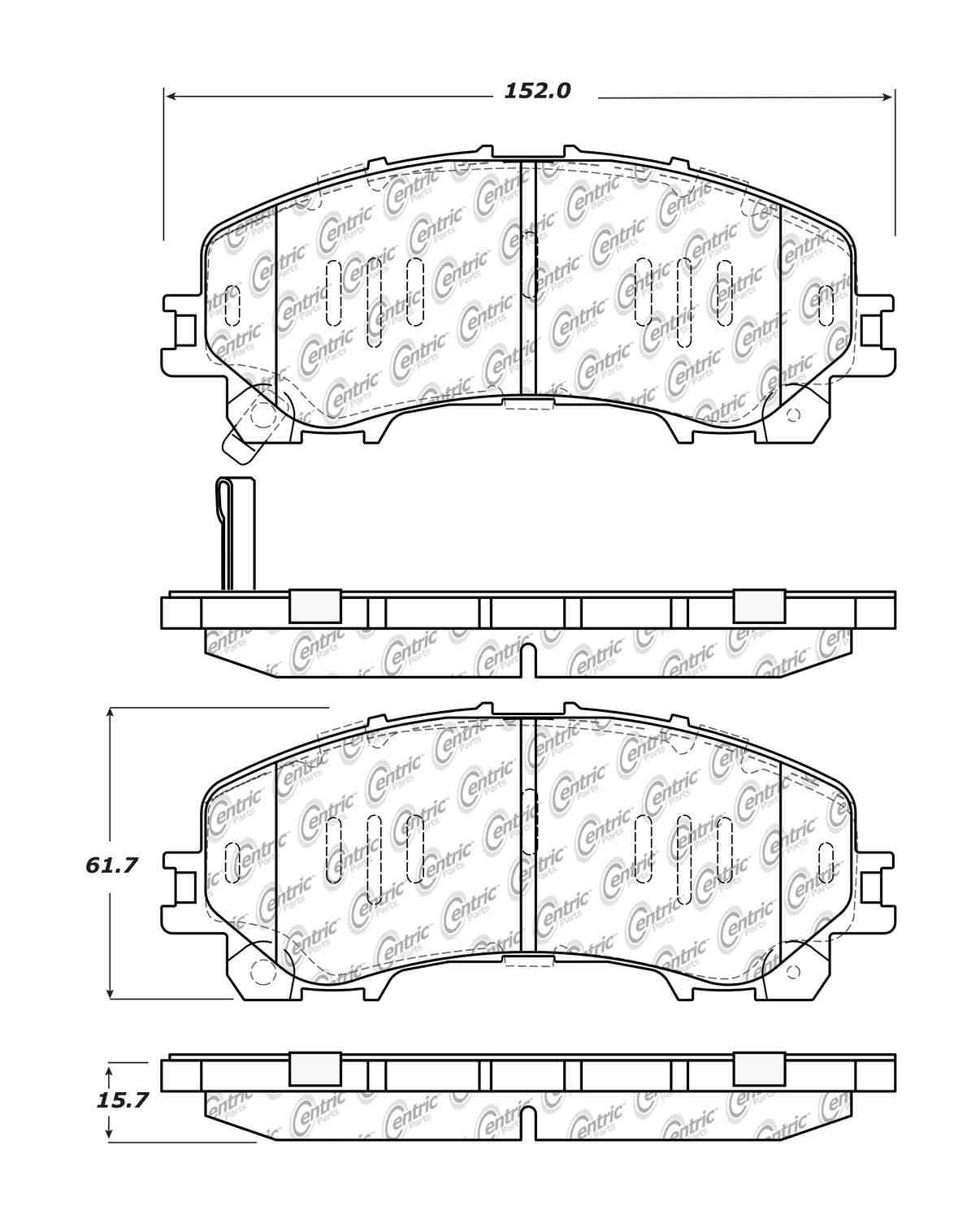 Centric Parts Disc Brake Pad Set Ceramic with Shims for 2014-2022 Infiniti Q50, Nissan Rogue, X‑Trail, Q60, QX50