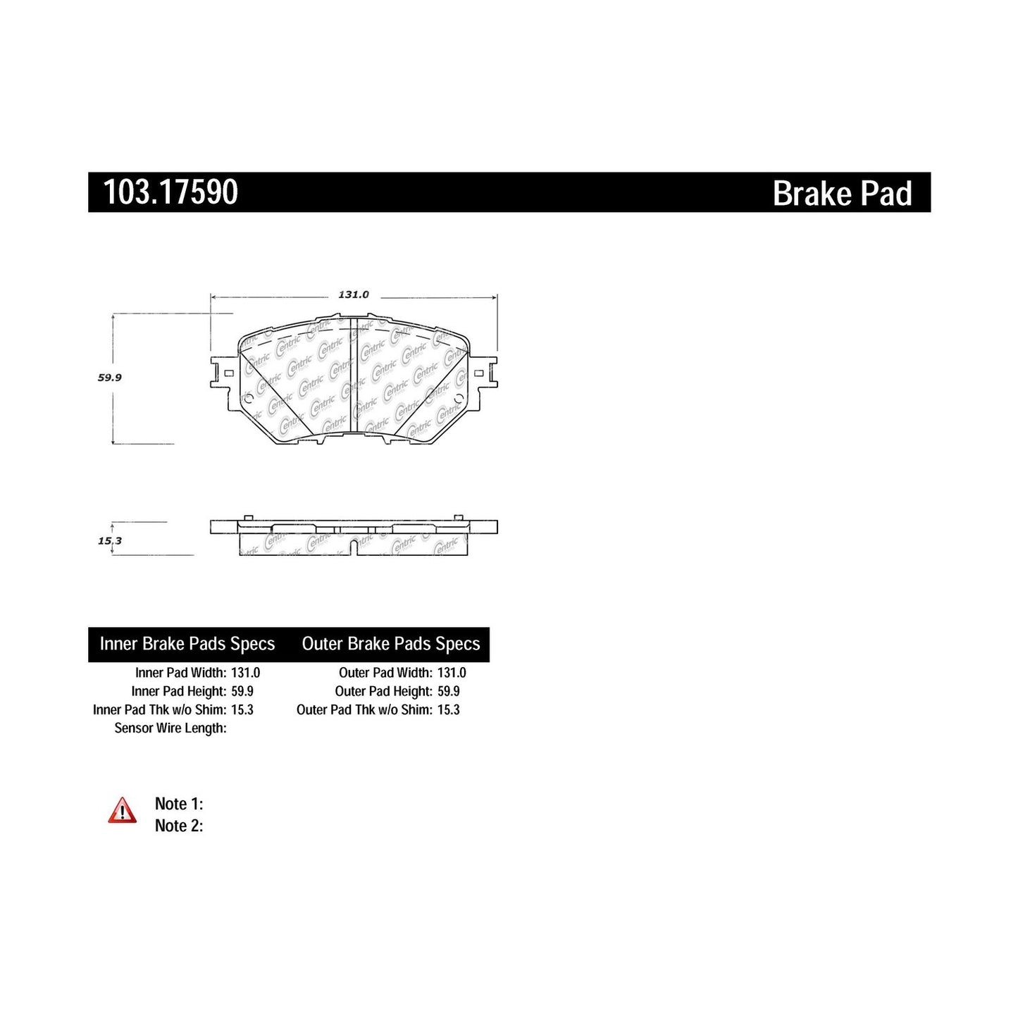 Centric Parts Disc Brake Pad Set C-Tek Ceramic with Shims for 2014-2018 Mazda 3 103.17590