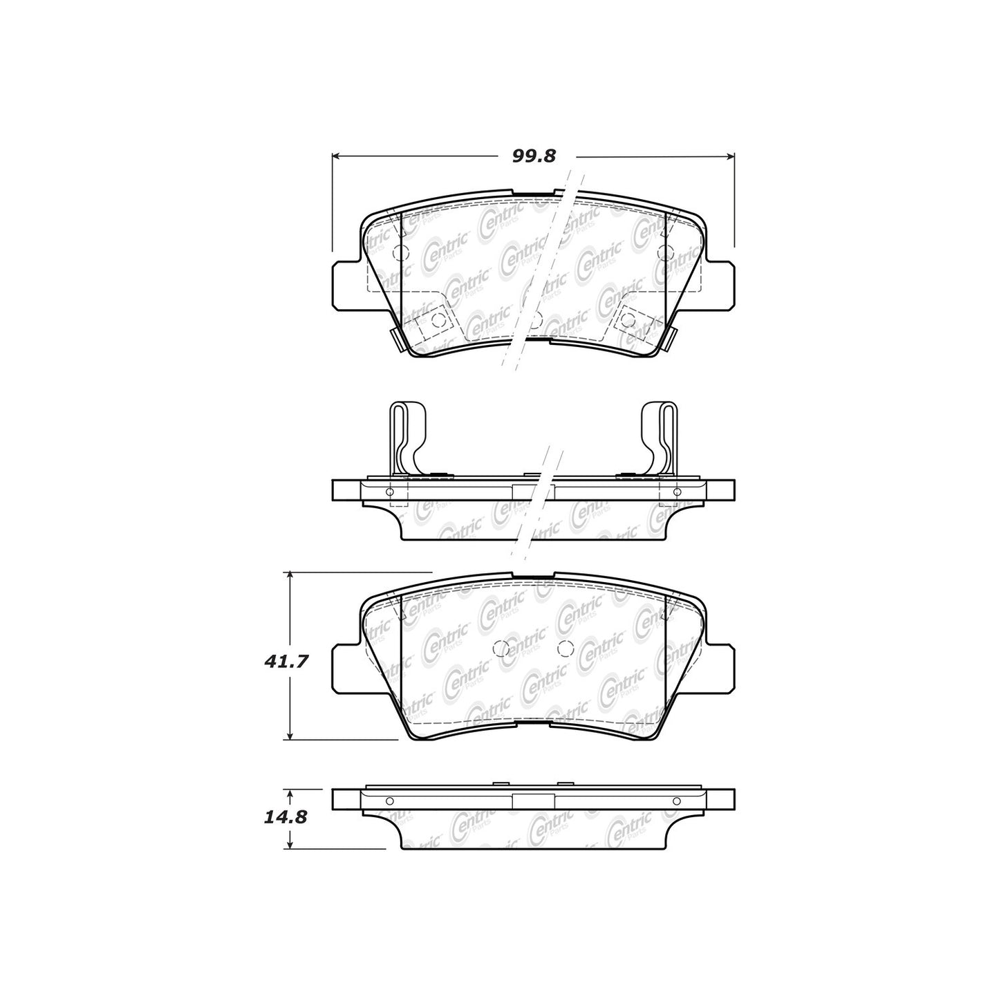 Centric Parts Disc Brake Pad Set C-Tek Ceramic with Shims for 2018-2022 Hyundai Accent, 2017-2020 Elantra 103.18120