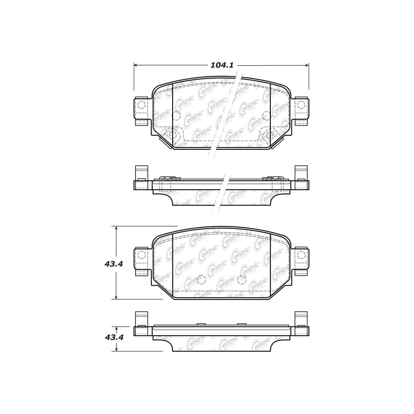 Centric Parts Disc Brake Pad Set C-Tek Ceramic with Shims for 2017-2018 Mazda 3 3 Sport, 2019-2022 Mazda CX-3 103.20420