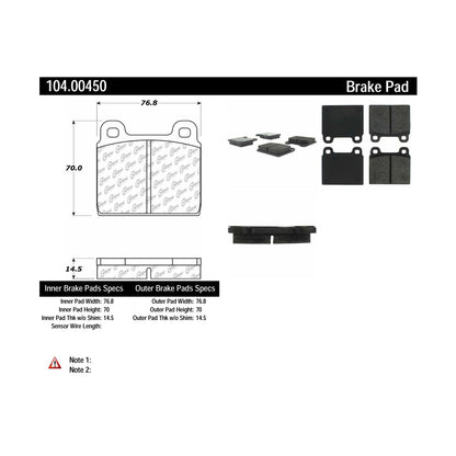 Centric Parts Disc Brake Pad Set Semi-Metallic with Posi Quiet for 1965-1994 Alfa Romeo Berlina, GT Veloce, Montreal, Spider and BMW 1800ti, 2000 series, Ferrari 308 GTB/GTBi/GTS