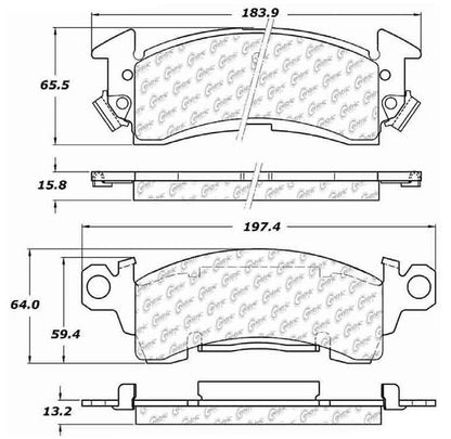 Centric Parts Disc Brake Pad Set Semi-Metallic Posi Quiet for 1967-1970 Buick LeSabre, Riviera, Wildcat Cadillac Calais DeVille Fleetwood Oldsmobile 98 Delta 88 104.00521