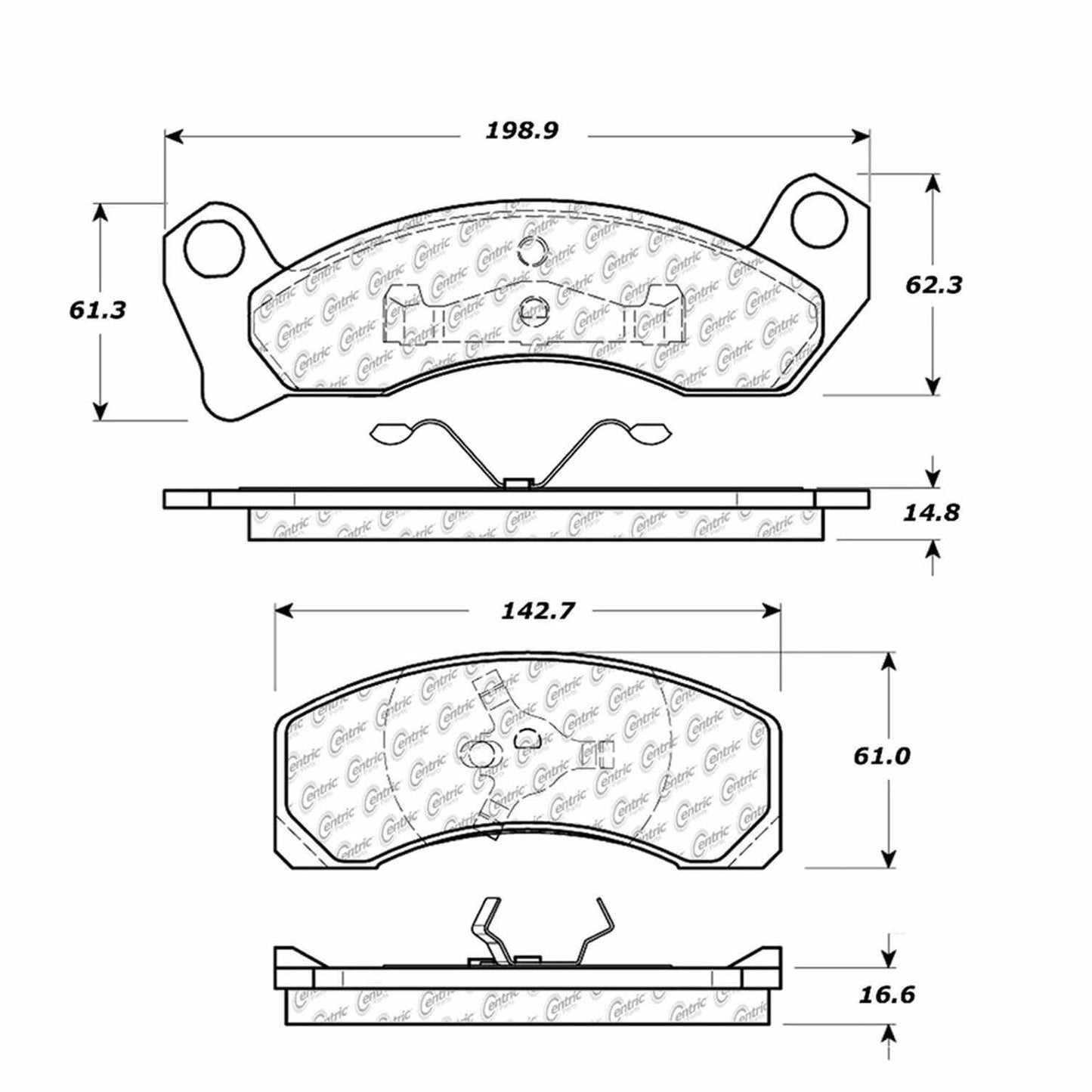 Centric Parts Disc Brake Pad Set Semi-Metallic Posi Quiet 104.02000