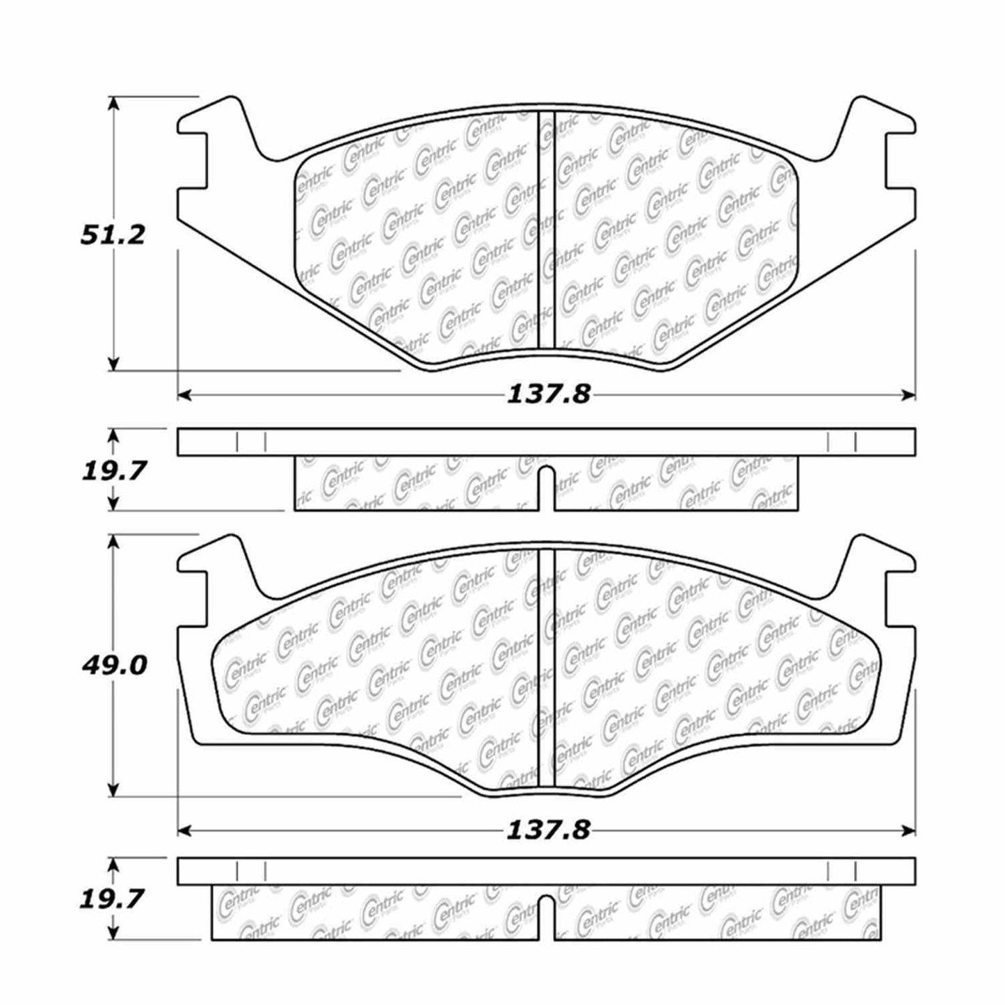 Centric Parts Disc Brake Pad Set Semi-Metallic Posi Quiet 104.02800