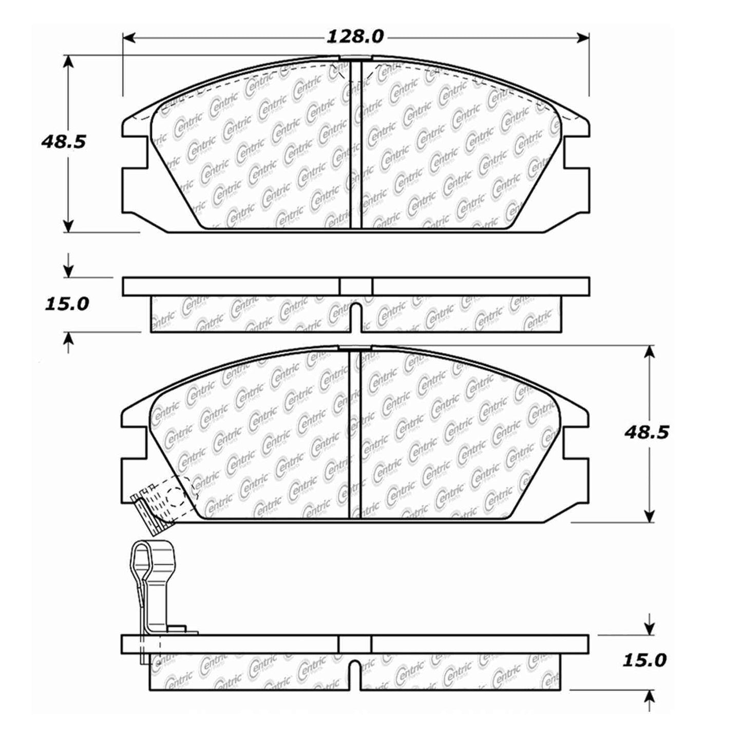 Centric Parts Disc Brake Pad Set Semi-Metallic Posi Quiet 104.03340