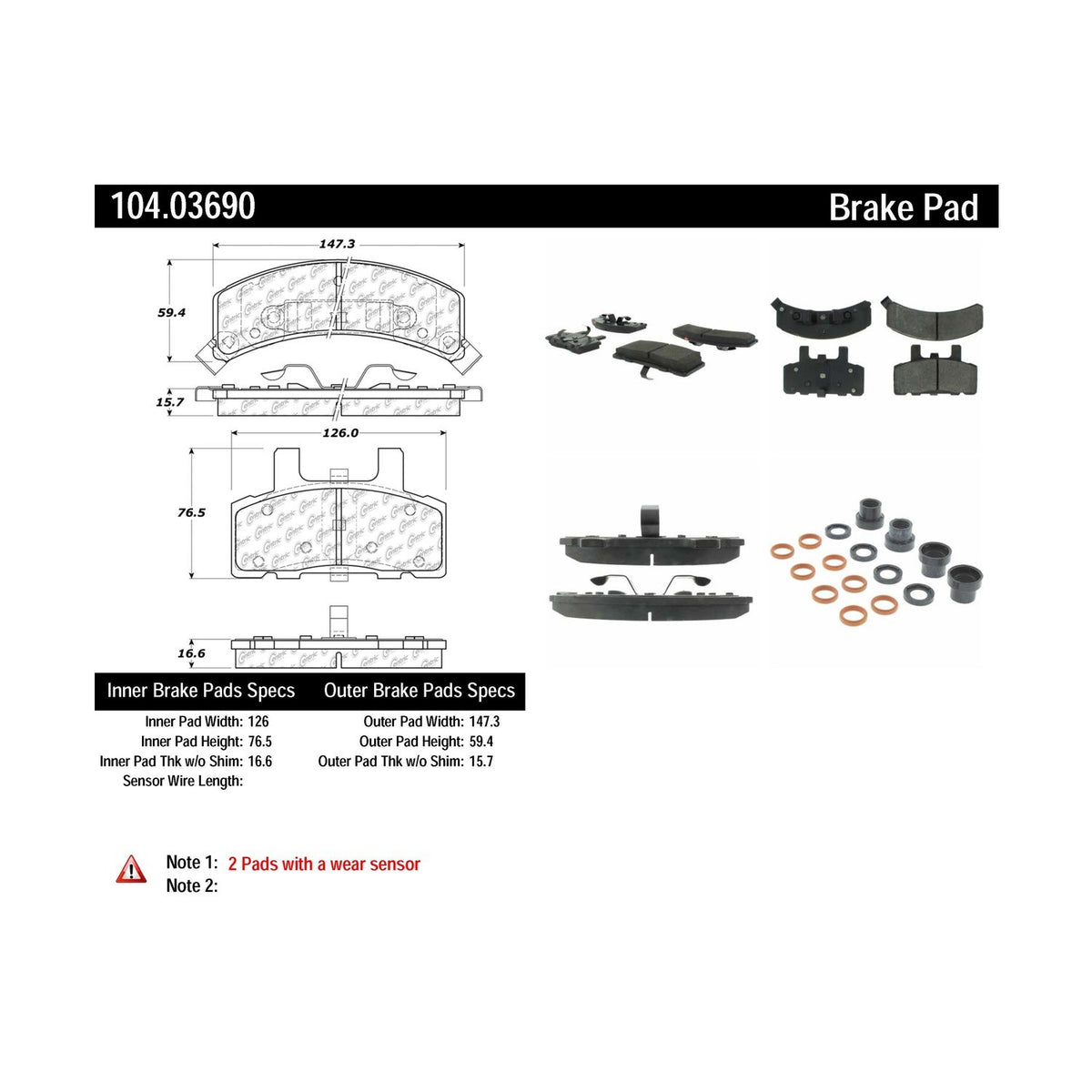 Centric Parts Disc Brake Pad Set with Posi Quiet technology 104.03690